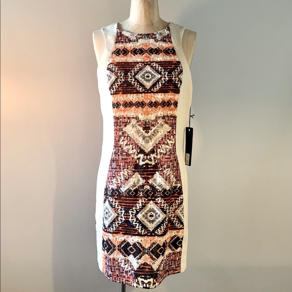 Shona Joy Embroidered Sleeveless Sheath Cotton Summer Dress Womens Size 8 - Picture 2 of 11
